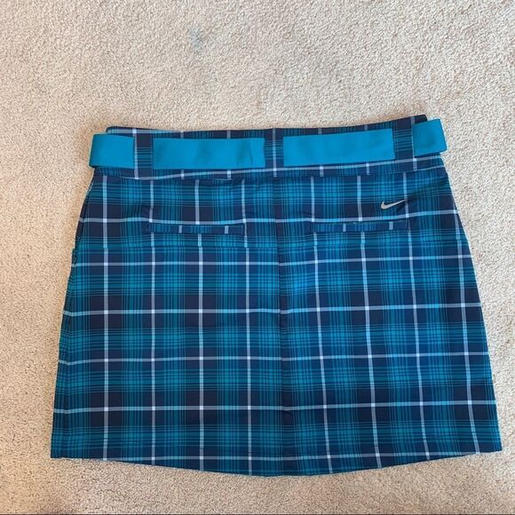 Nike golf blue plaid check skirt Sz 10 NWOT belted pockets - Picture 4 of 11